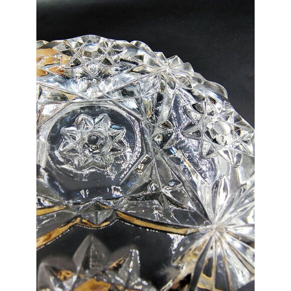 Vintage Ashtray Starburst Pattern Pressed Glass Mid Century Heavy Clear Barware - Picture 10 of 11